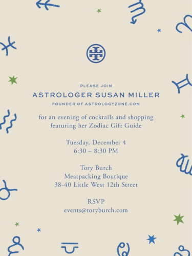 New York City -Tory Burch Event - Susan Miller Astrology Zone